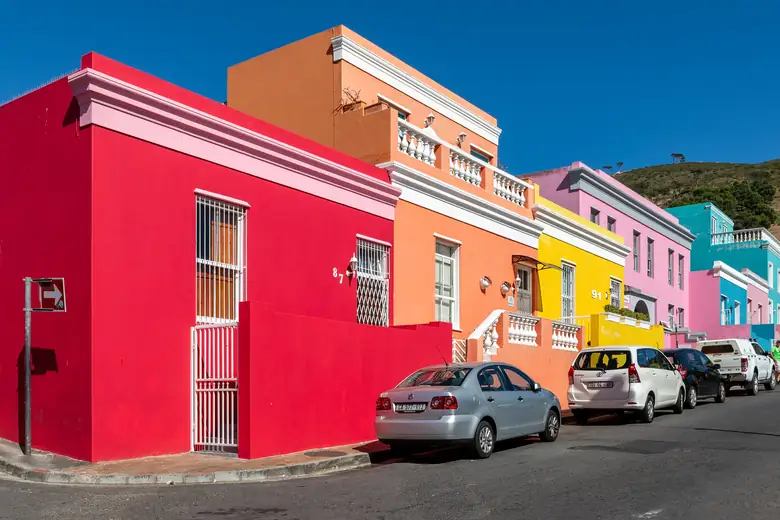 Casas coloridas do bairro Bo-Kaap, na Cidade do Cabo
