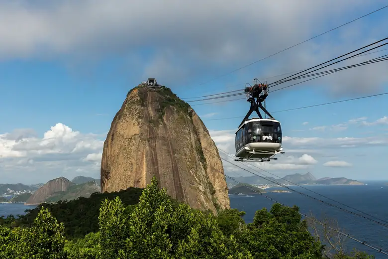 Bondinho do Pão de Açúcar sobre a baía de Guanabara