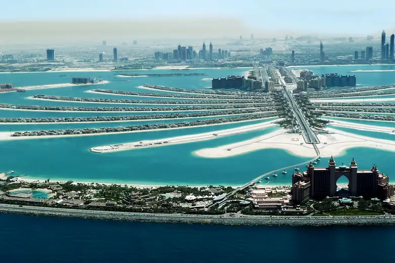 Palm Jumeirah vista do alto com o Golfo ao redor