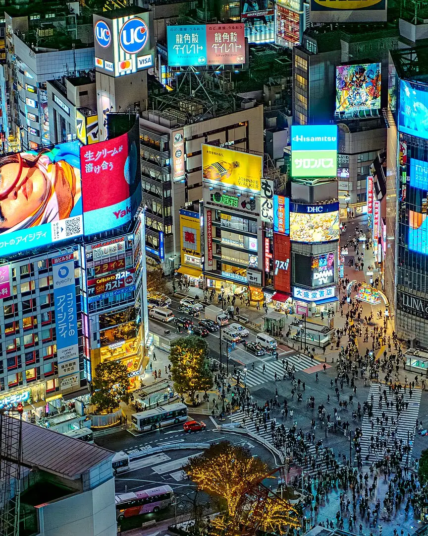Cruzamento de Shibuya visto do alto, em Tóquio