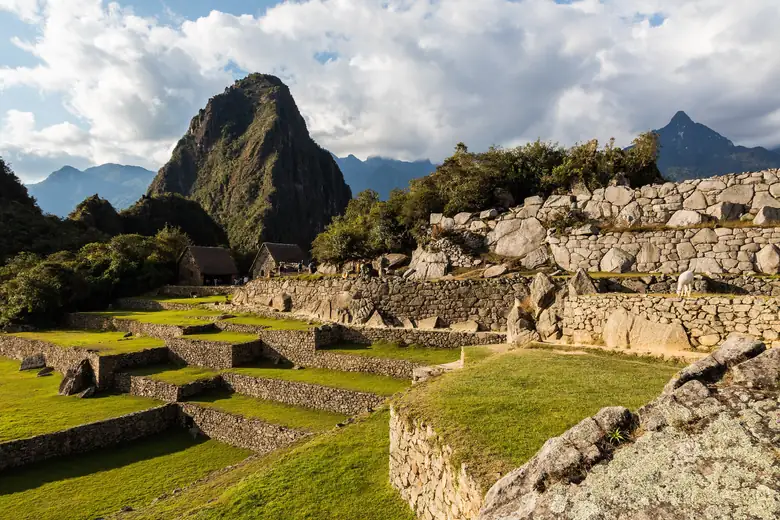 Terraços e construções de pedra da cidadela de Machu Picchu