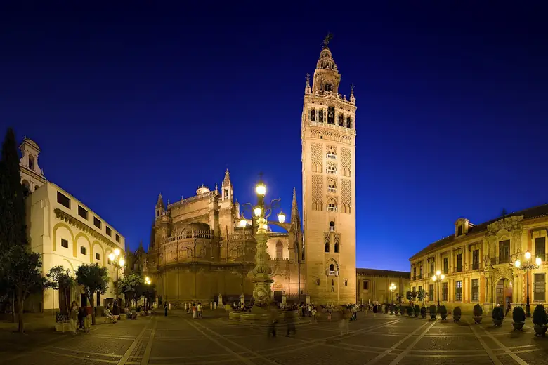 The Giralda and Seville Cathedral at dusk