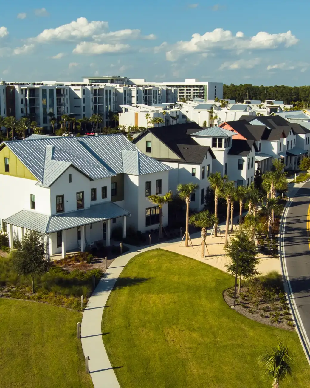 Vista aérea das casas do Evermore Orlando Resort